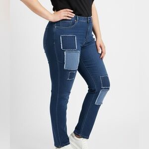 Trendy Blue Patchwork Jeans for Women